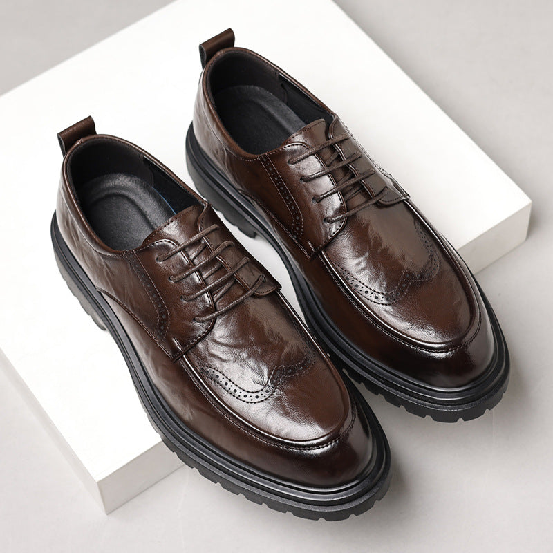 🐂Doble cuero🐂Zapatos brogue que realzan la altura de los hombres