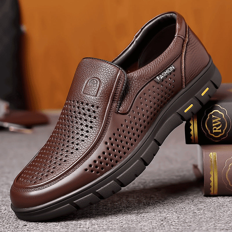 Zapatos de piel de vaca de capa superior para personas mayores