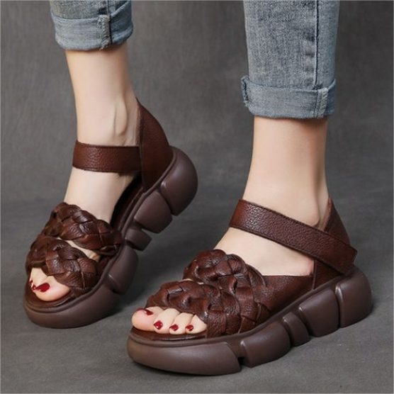2025 Sandalias de cuero genuino
