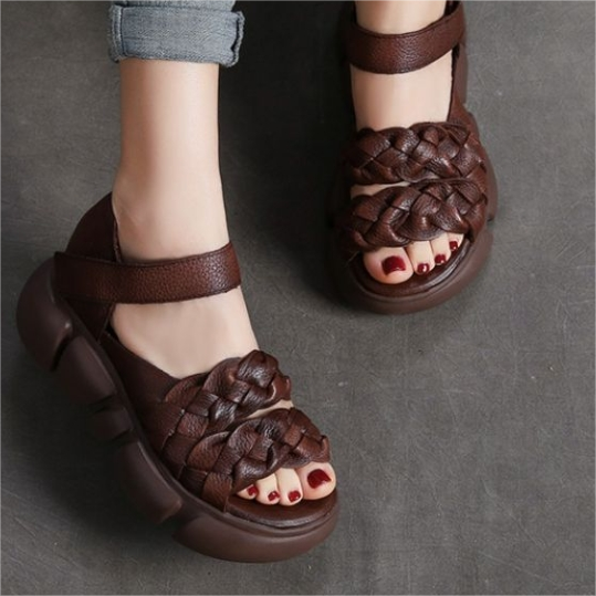 2025 Sandalias de cuero genuino