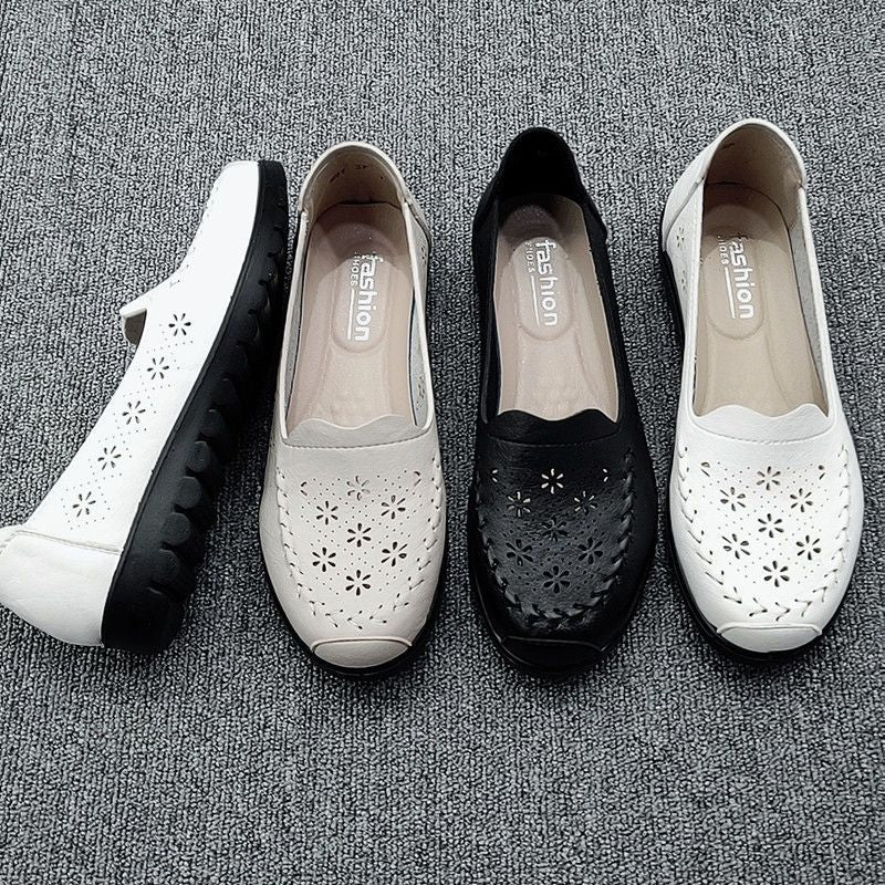 Zapatos planos de piel auténtica