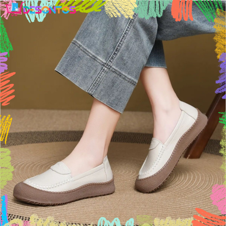 Zapatos de suela blanda 100% de piel de vaca auténtica.