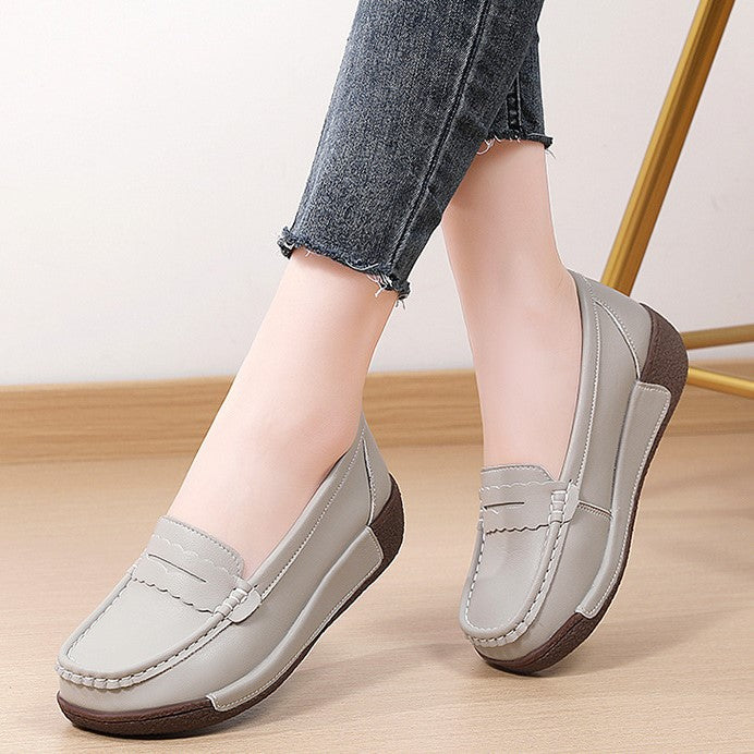 Zapatos de Piel Slip-On con Plataforma