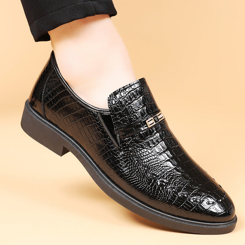 Zapatos de negocios de piel con estampado de cocodrilo