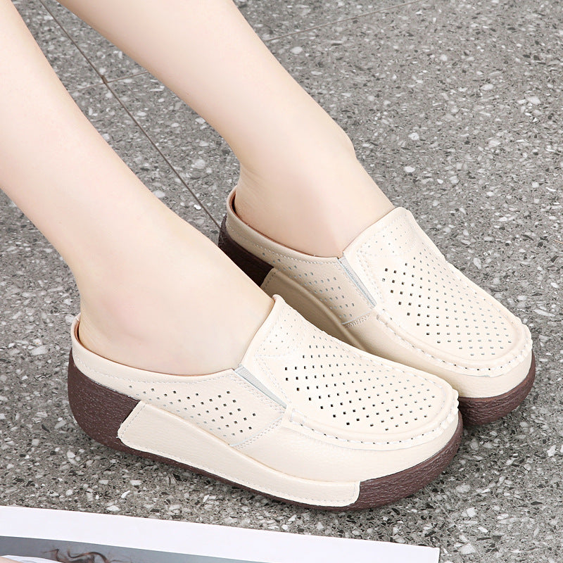 Zapatillas de cuero de suela gruesa Baotou