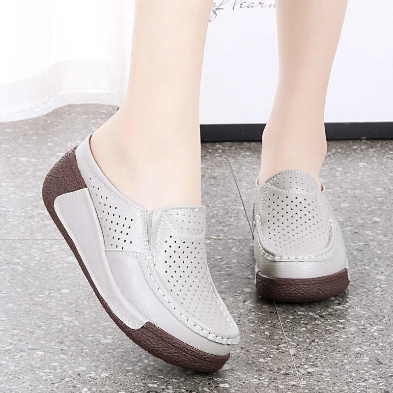 Zapatillas de cuero de suela gruesa Baotou