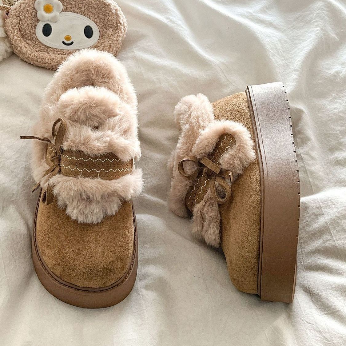 Botines de Plataforma con Peluche para Mujer