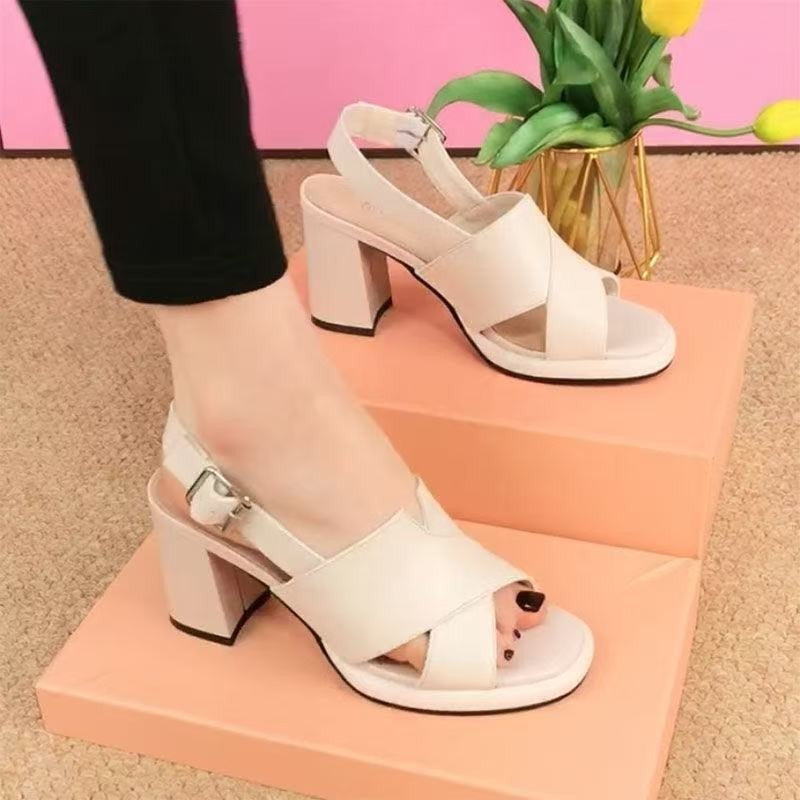Sandalias de tacón alto con boca de pez de nuevo estilo