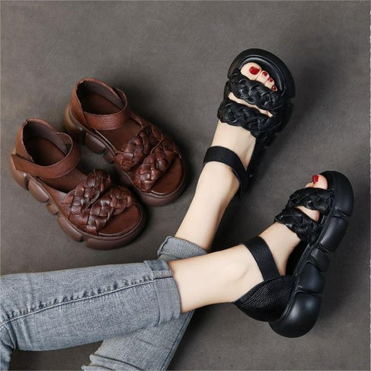 2025 Sandalias de cuero genuino