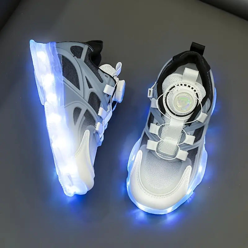 Zapatillas elegantes con luces LED y hebilla giratoria.