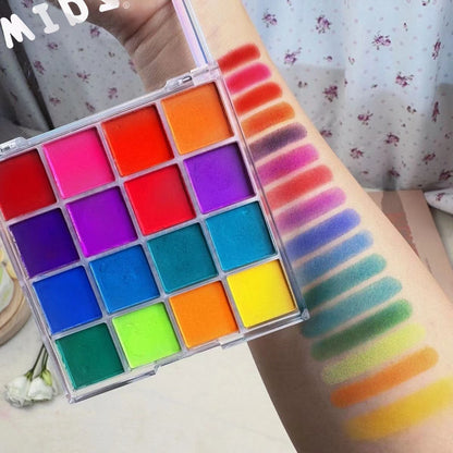 Paleta de sombras de ojos de arco iris de 16 colores