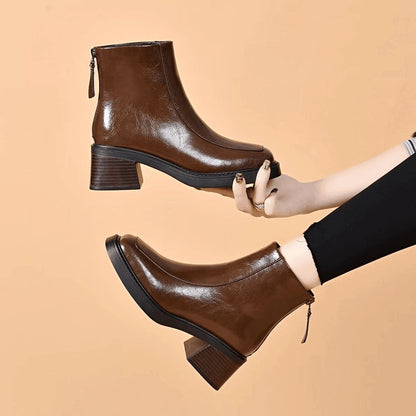 Botines de tacón grueso para mujer