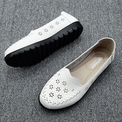 Zapatos planos de piel auténtica
