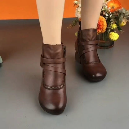 Botines retro de tacón grueso