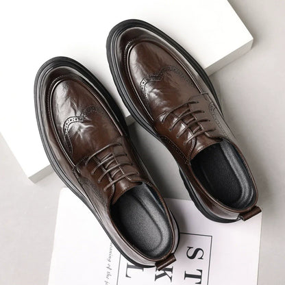 🐂Doble cuero🐂Zapatos brogue que realzan la altura de los hombres