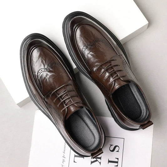🐂Doble cuero🐂Zapatos brogue que realzan la altura de los hombres