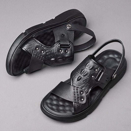 Sandalias casuales de hombre (piel de cocodrilo)
