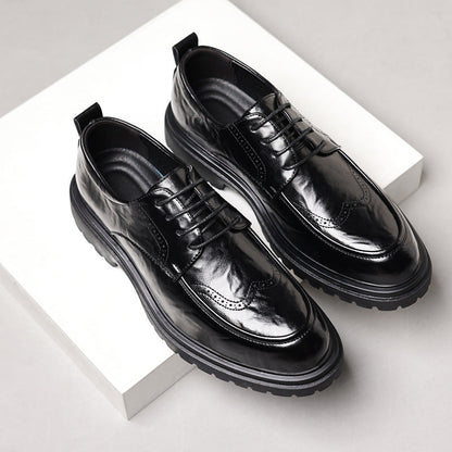 🐂Doble cuero🐂Zapatos brogue que realzan la altura de los hombres