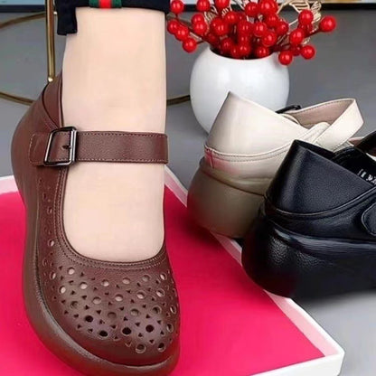 2026 nuevos zapatos de cuero con agujeros huecos (sandalias)