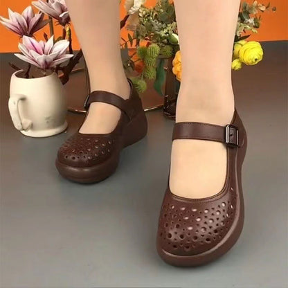 2026 nuevos zapatos de cuero con agujeros huecos (sandalias)