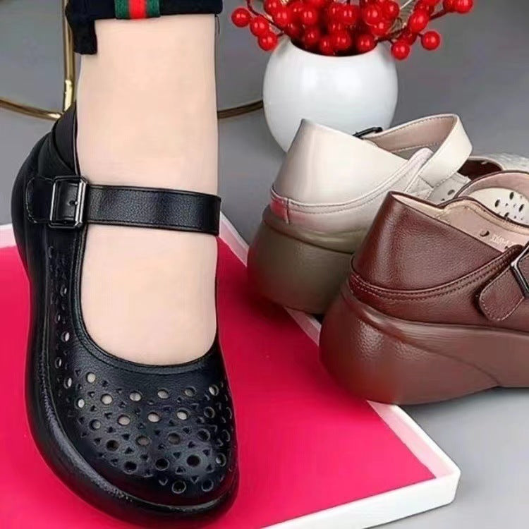 2026 nuevos zapatos de cuero con agujeros huecos (sandalias)