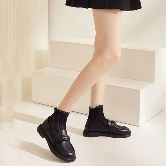 2025 nuevos zapatos de cuero de tacón bajo