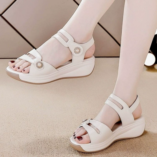 Sandalias antideslizantes de suela gruesa de cuero suave