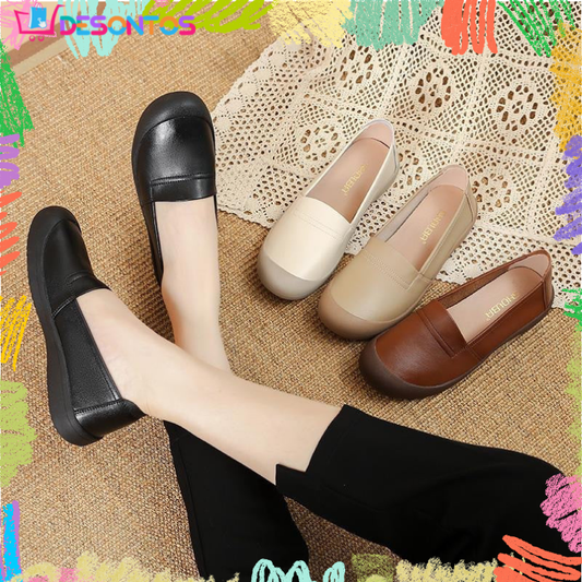 Zapatos de piel antideslizantes con suela blanda