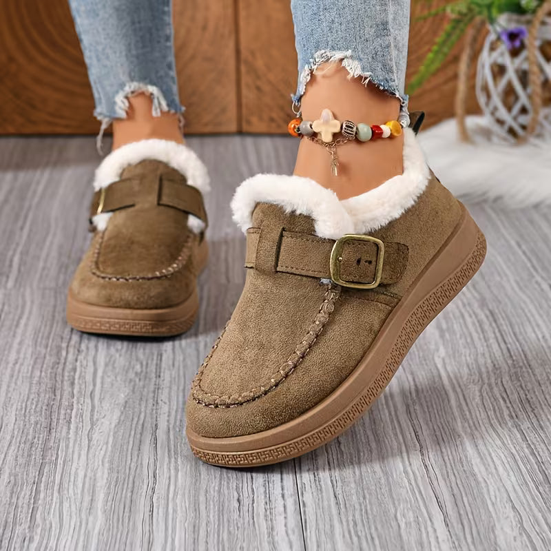Zapatos de estilo romano con forro de felpa para mujer, para el invierno