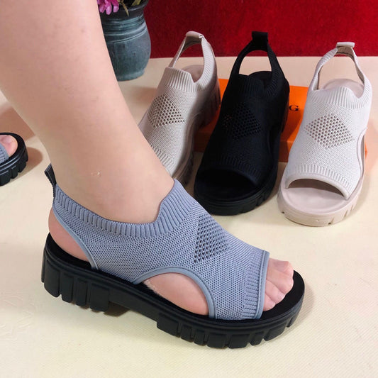 Sandalias tejidas con malla transpirable de verano 2025