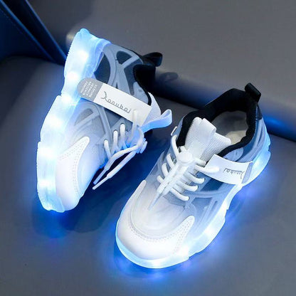 Zapatillas elegantes con luces LED y hebilla giratoria.