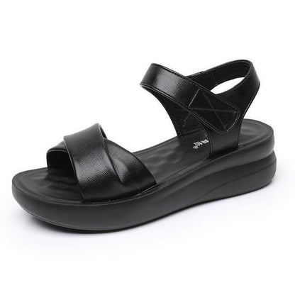Sandalias de Piel Genuina para Mujer con Suela Gruesa y Cómoda