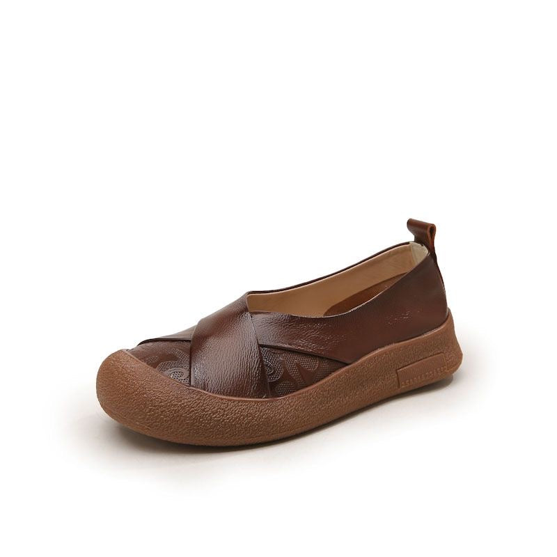 Zapato de Piel Cómodo Estilo Vintage Mujer.