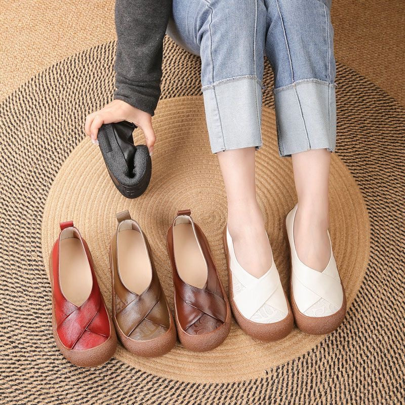 Zapato de Piel Cómodo Estilo Vintage Mujer.