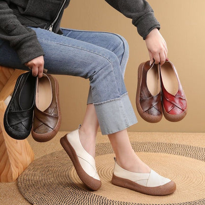 Zapato de Piel Cómodo Estilo Vintage Mujer.