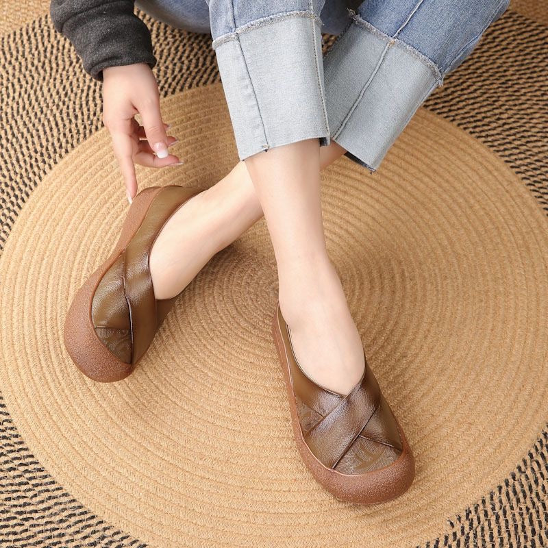 Zapato de Piel Cómodo Estilo Vintage Mujer.