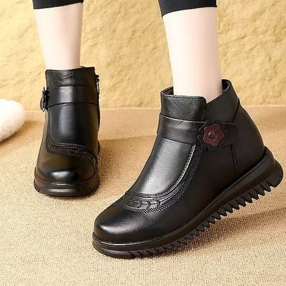 Botines Negros para Mujer con Flor Decorativa
