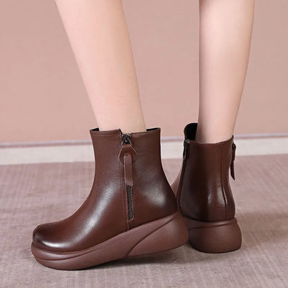 [100% cuero auténtico]Botas cortas mujer