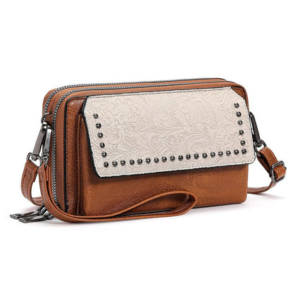 Bolso bandolera con estampado artesanal