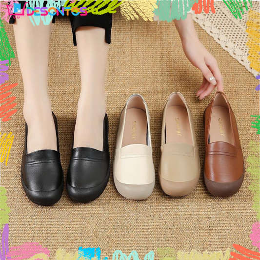 Zapatos de piel antideslizantes con suela blanda