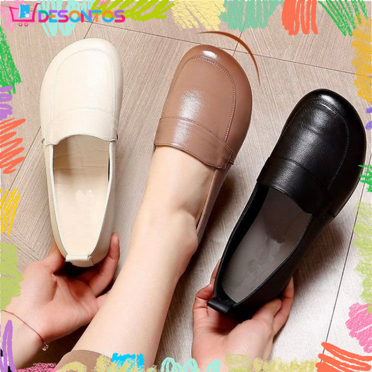 Zapatos de cuero retro de tacón bajo