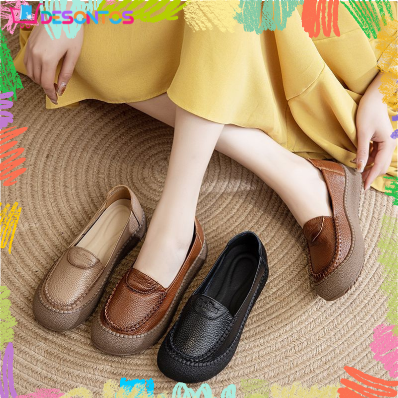 Zapatos de suela blanda 100% de piel de vaca auténtica.