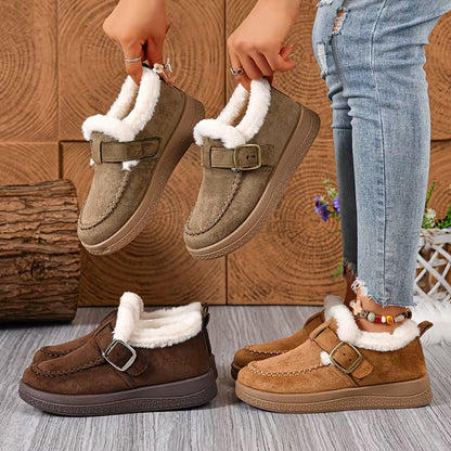 Zapatos de estilo romano con forro de felpa para mujer, para el invierno