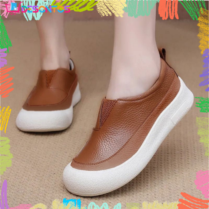 Zapatos de plataforma bicolor 100% cuero genuino