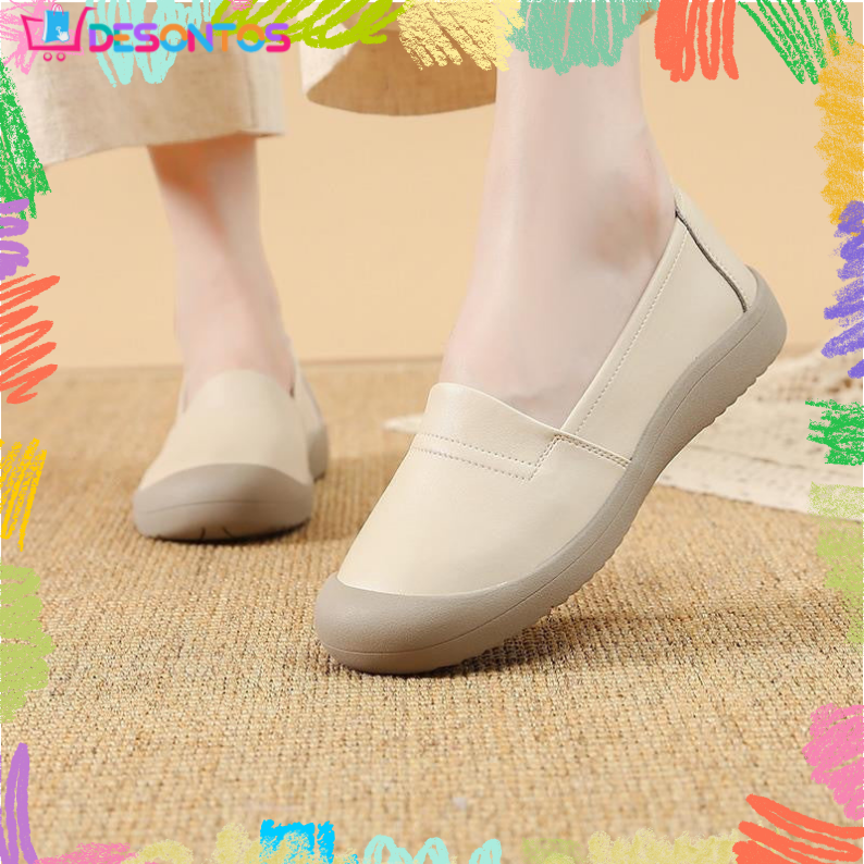 Zapatos de piel antideslizantes con suela blanda
