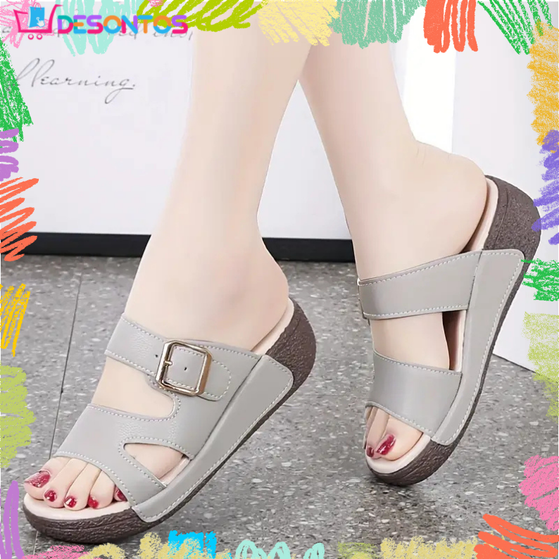 Zapatillas antideslizantes con tacón de cuña