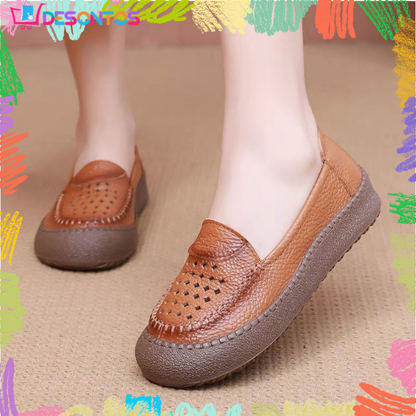 Zapatos de punta redonda 100% cuero genuino