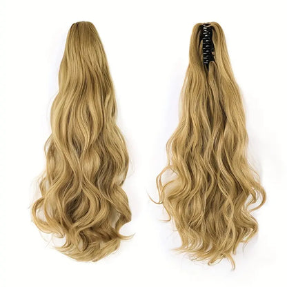 Extensiones de cabello de cola de caballo largas y onduladas