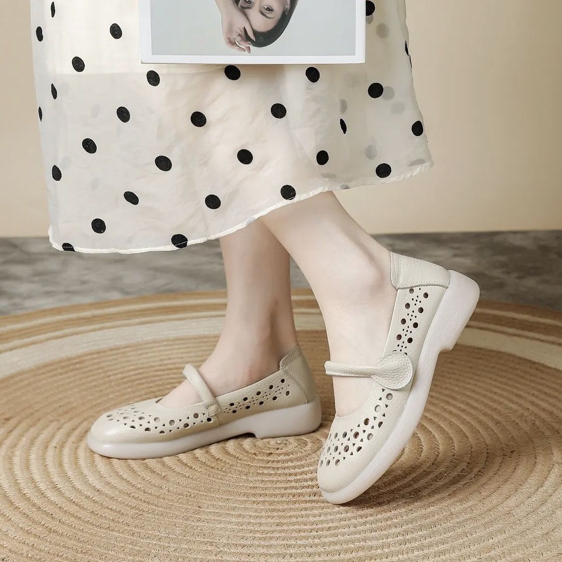 Zapatos transpirables de suela blanda fabricados en piel auténtica.