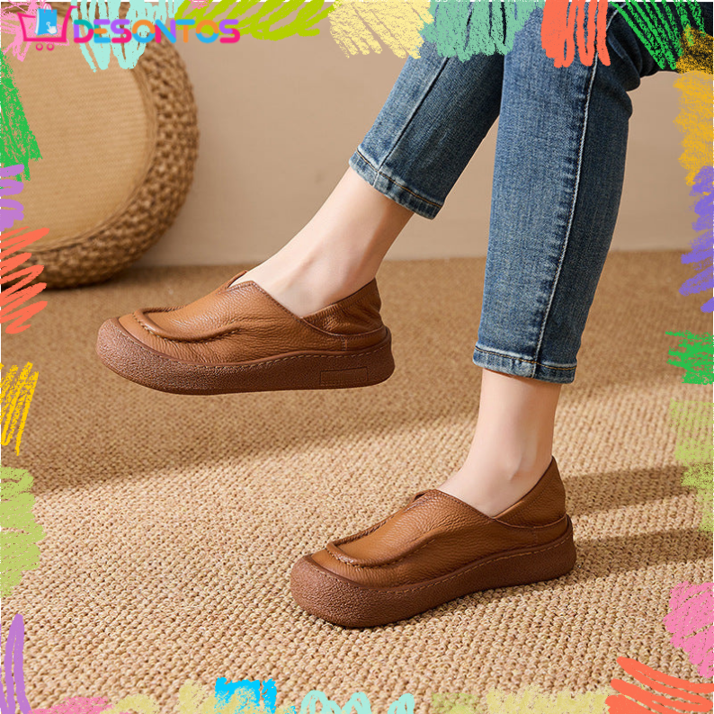 Zapatos casuales de cuero 100% genuino